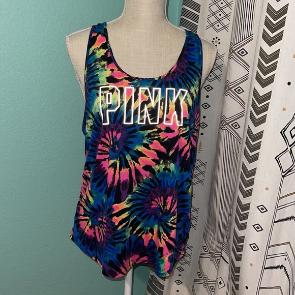 Victoria Secret PINK Neon Tie Dye Bright Sports Tank Top - Picture 2 of 7
